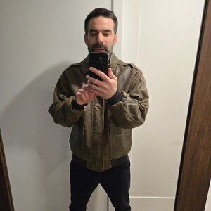 L.L. Bean brown leather jacket mens M